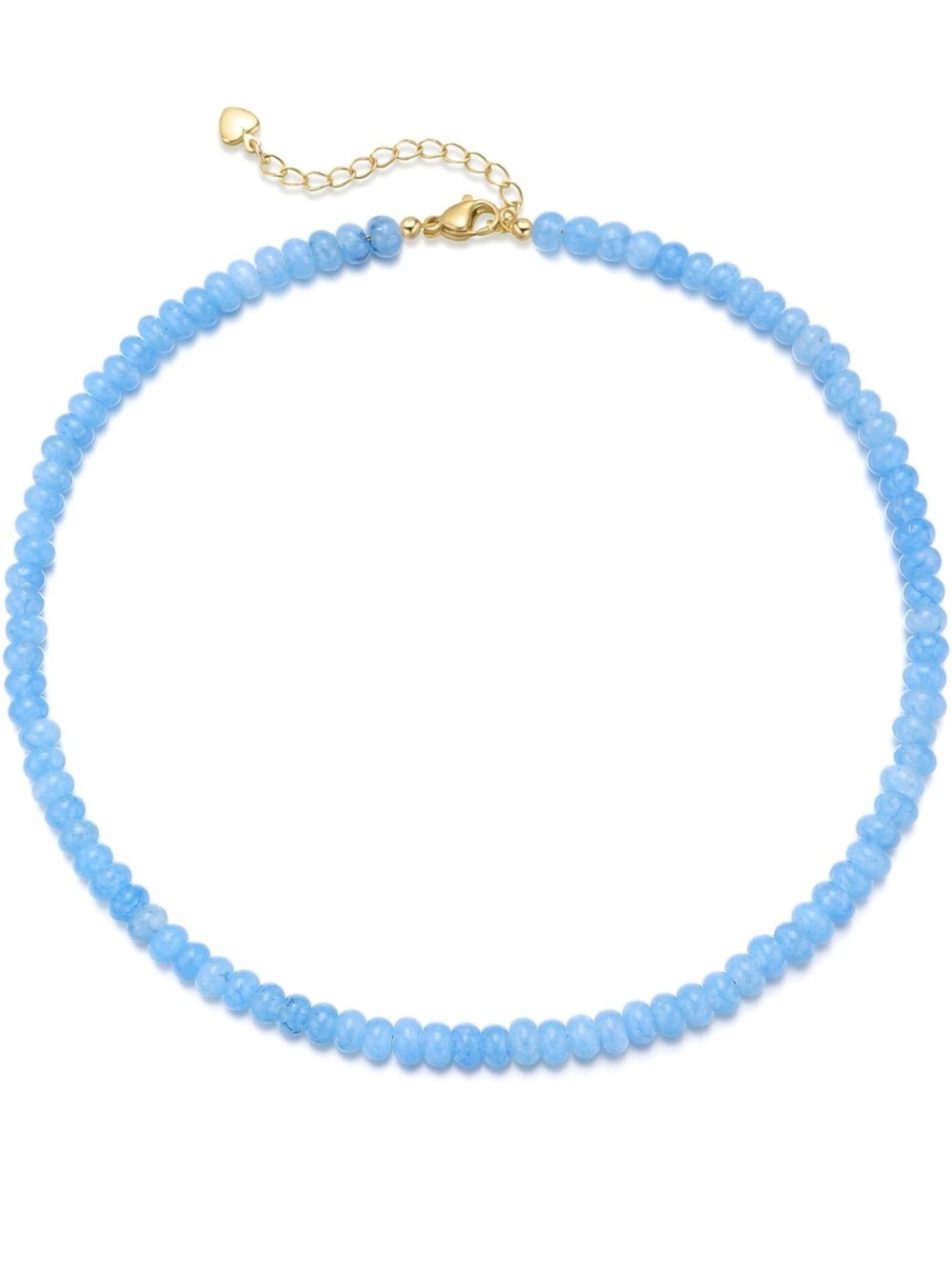 Light Blue Aqua gem Beaded Choker Necklace NEW